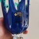 Cobalt blue & turquoise Murano vase - Italian blown glass - White Cristal