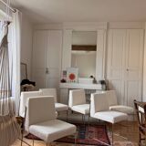 6 Paco Capdell chairs in metal and boucle fabric.