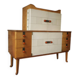 Art deco sideboard in maple, leather and  glass. Laszlo Hoenig, London 1940