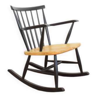 Fauteuil à bascule suédois du milieu du siècle, années 1960.