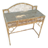 Bureau ancien en rotin osier vintage
