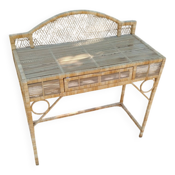 Bureau ancien en rotin osier vintage
