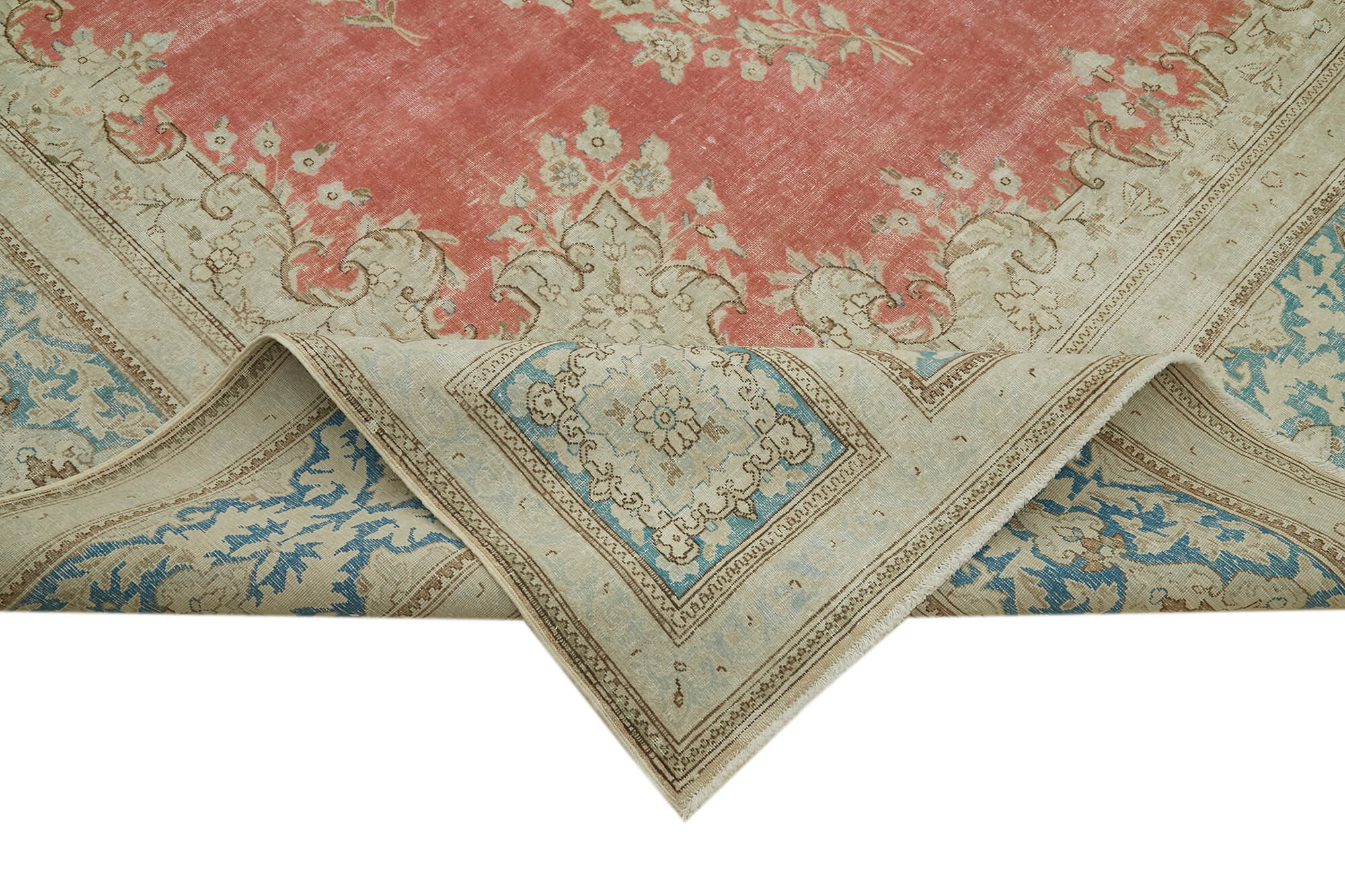 Handmade oriental contemporary 1980s 294 cm x 404 cm beige wool carpet