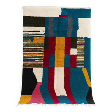 Moroccan ecru rug with colorful patterns 200cmx300cm