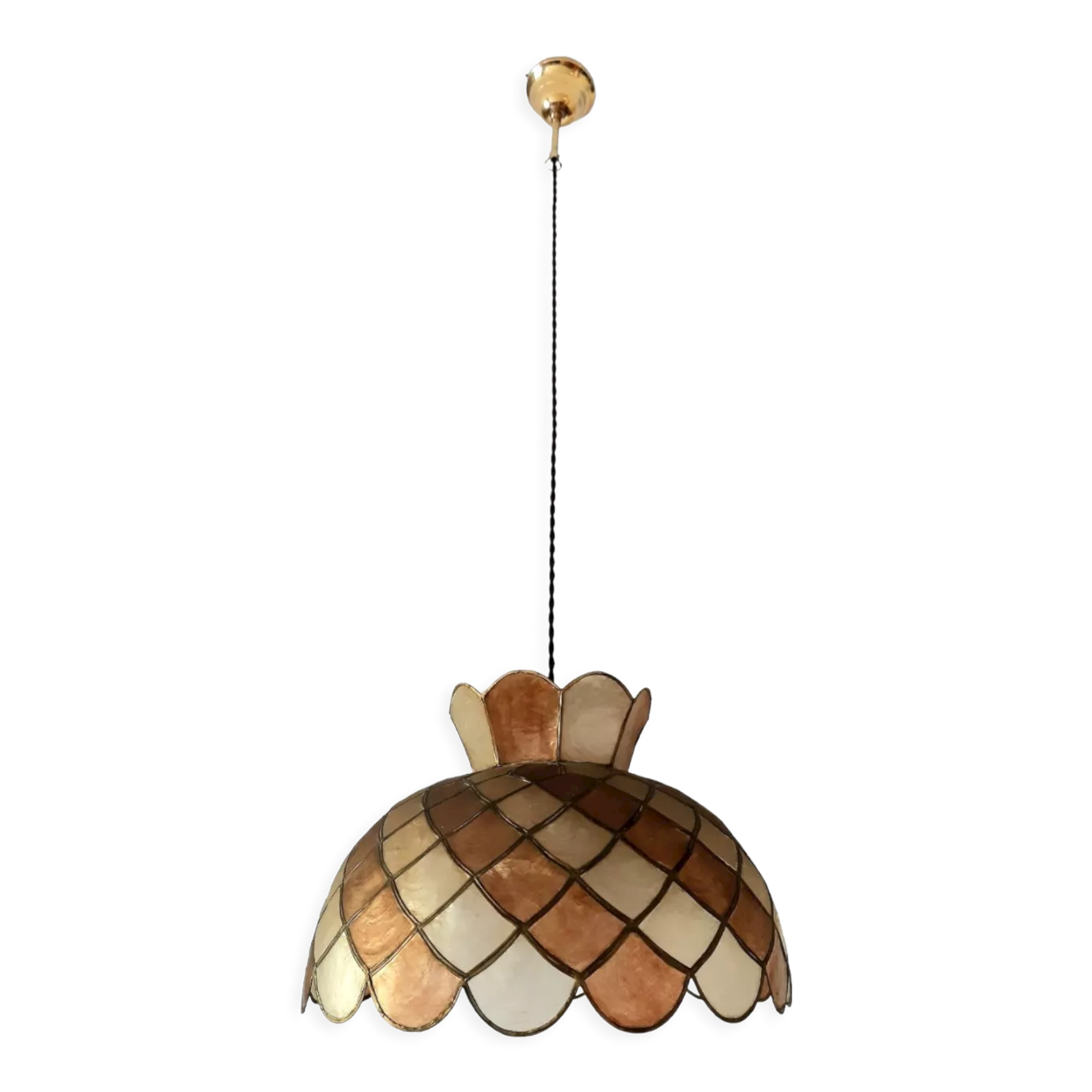 Suspension nacre art déco à losanges