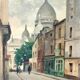 Tableau ancien huile Montmartre 1900