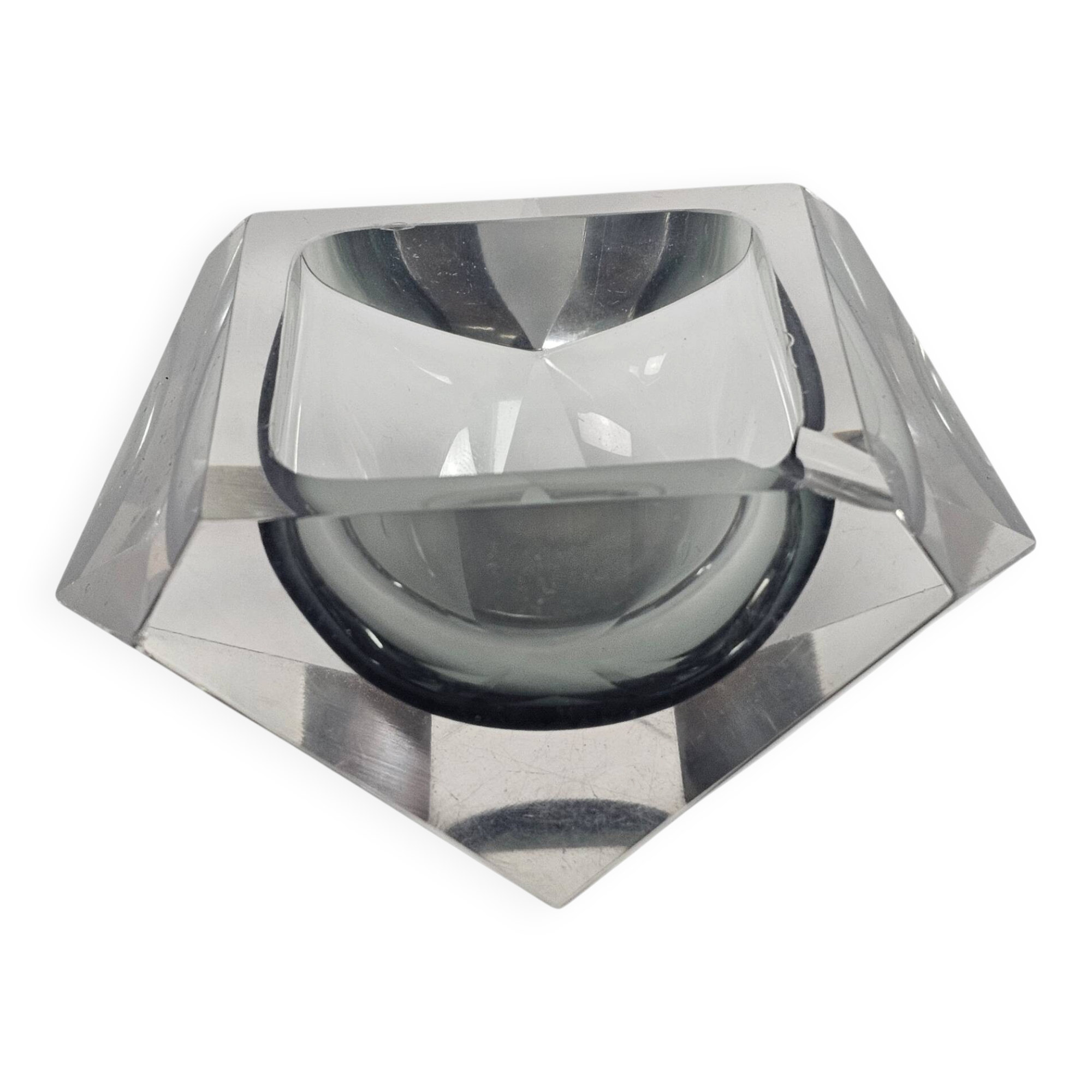 Murano - Flavio Poli - Seguso - Sommerso - Ashtray - clear glass - grey