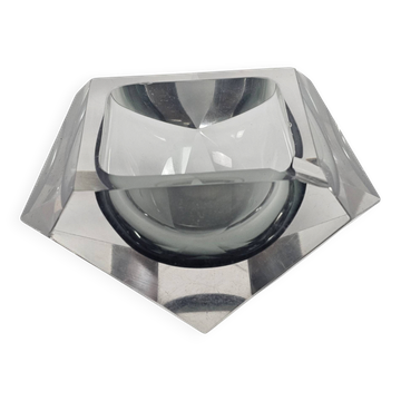Murano - Flavio Poli - Seguso - Sommerso - Cendrier - verre clair - gris