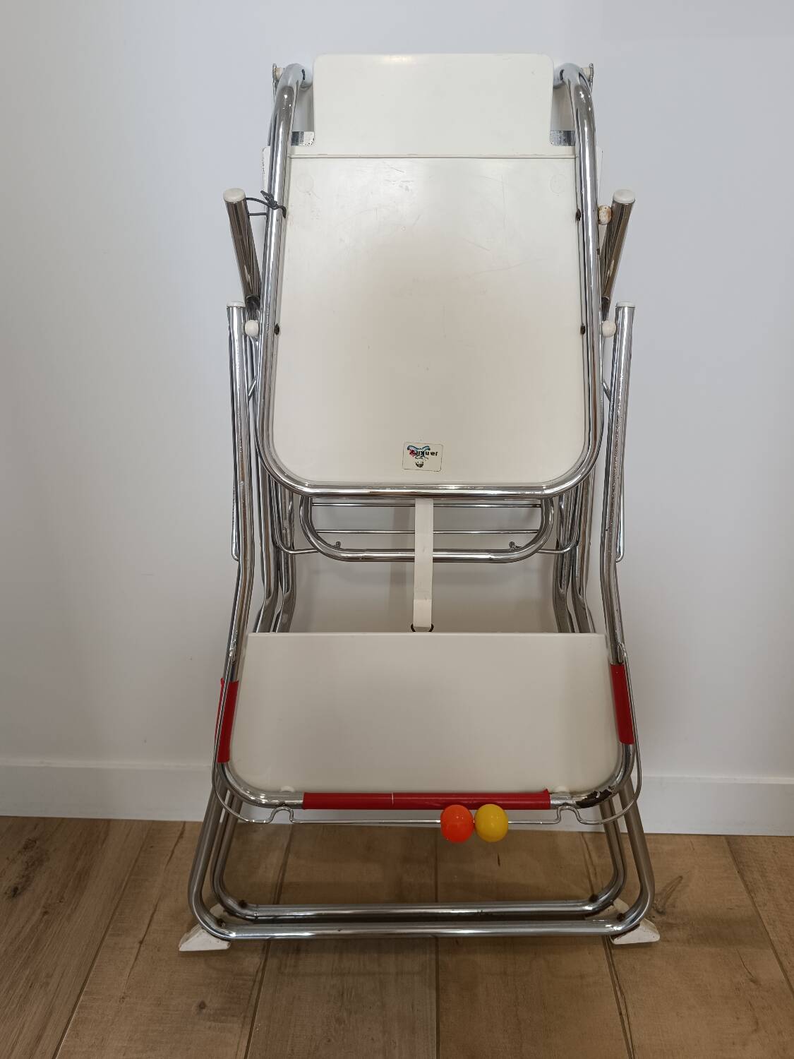 Vintage chrome and plastic baby high chair