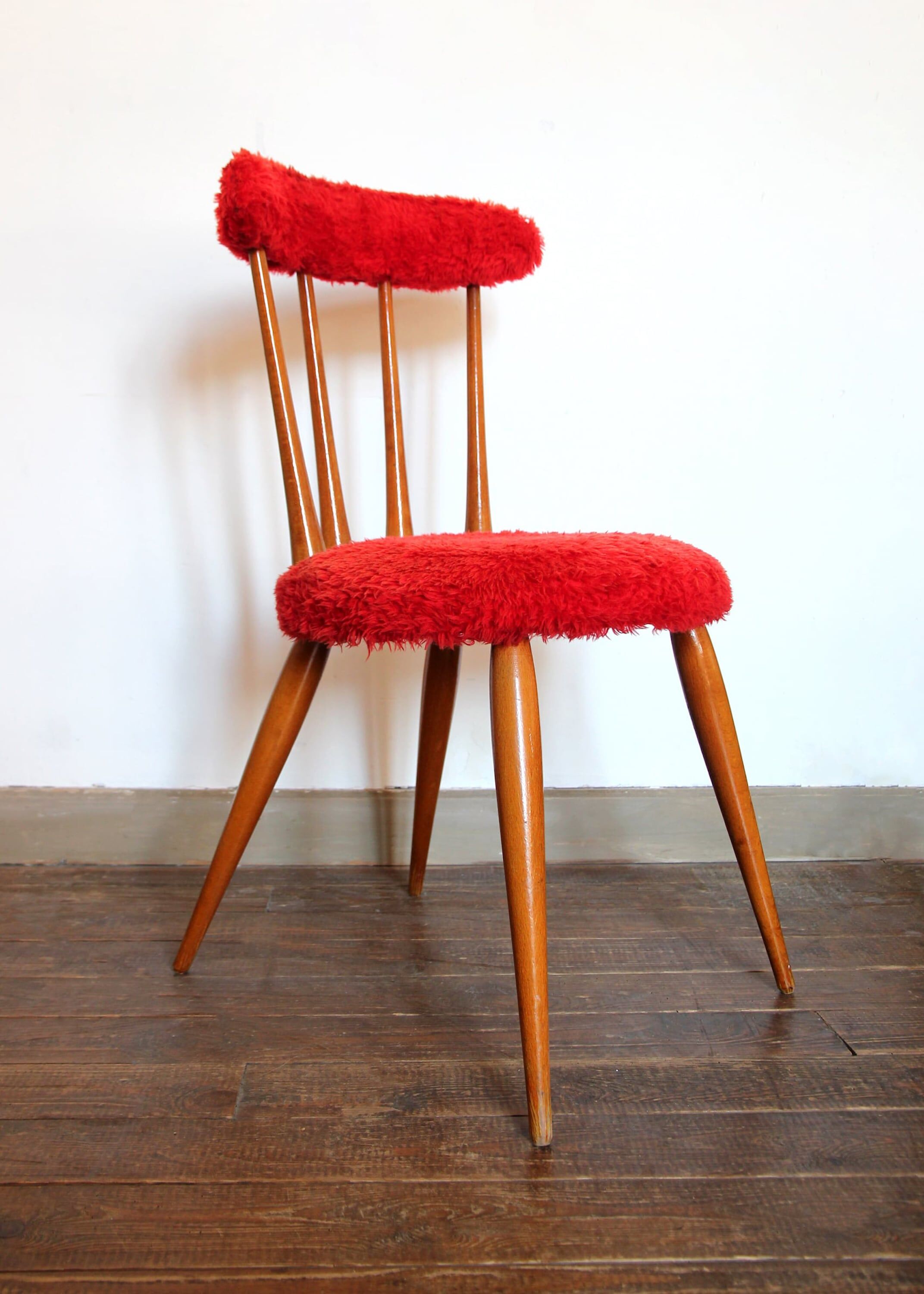 Vintage red furry chair