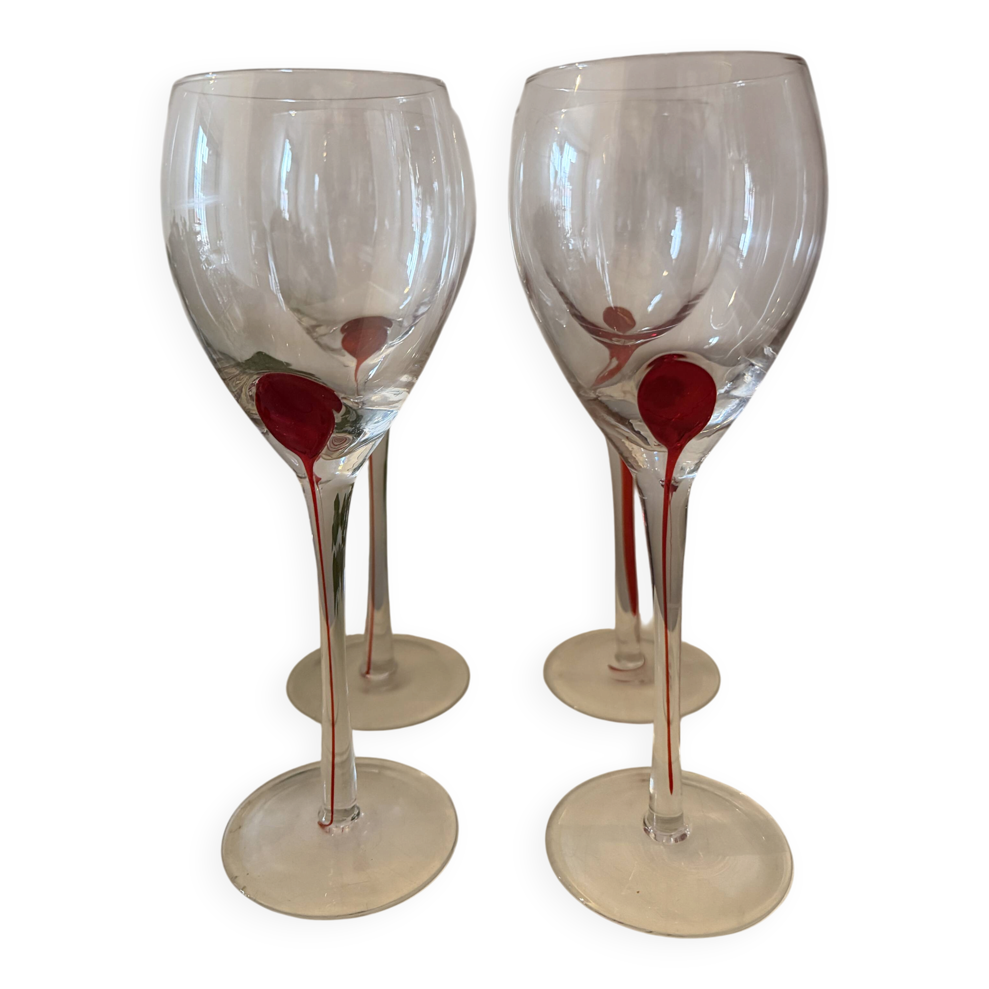 Luminarc Pop Art Red Drip Wine Glasses