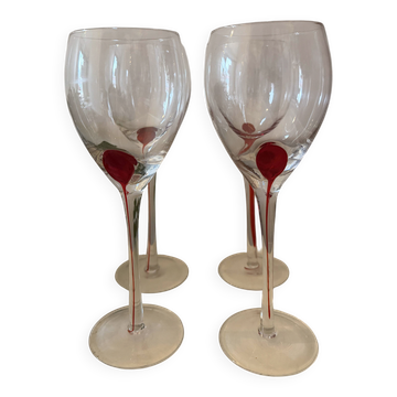 Luminarc Pop Art Red Drip Wine Glasses