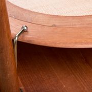 Round coffee table, two levels, danish in teak, brass and cannage