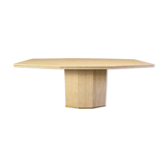 Vintage solid travertine dining table