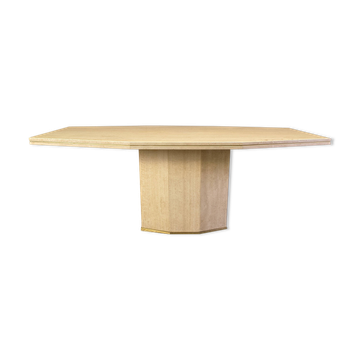 Vintage solid travertine dining table