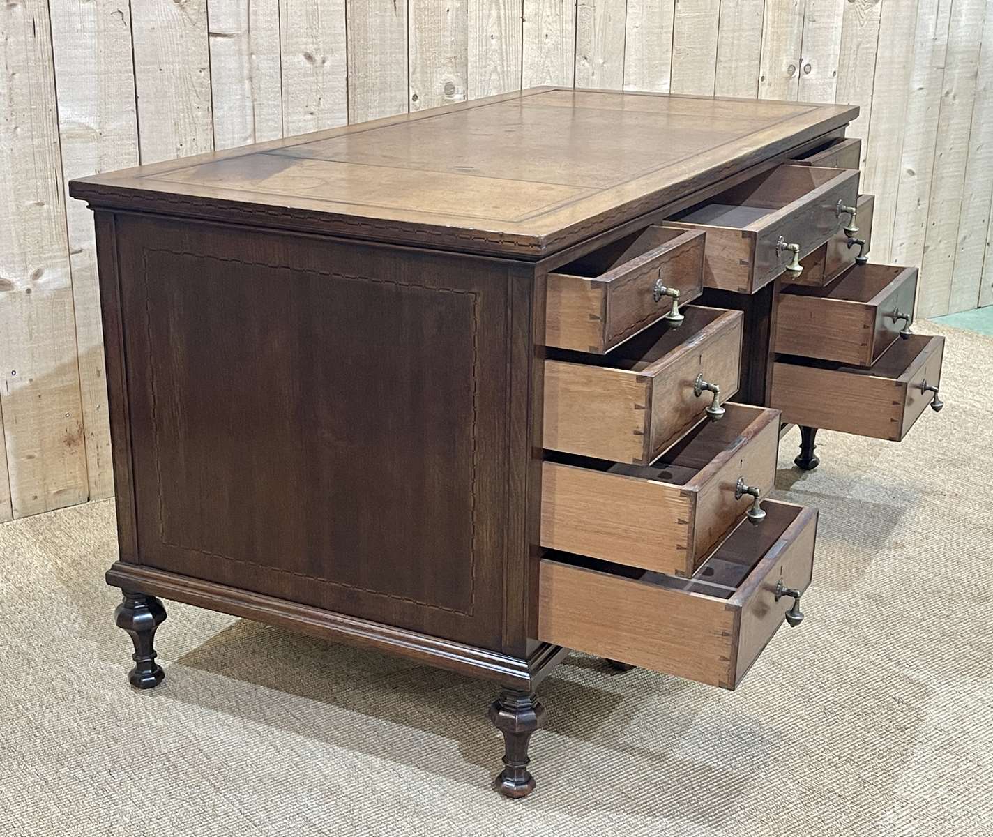 1930s English flat desk in oak