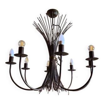 Large wheat shear wrought iron 8 lights chandelier