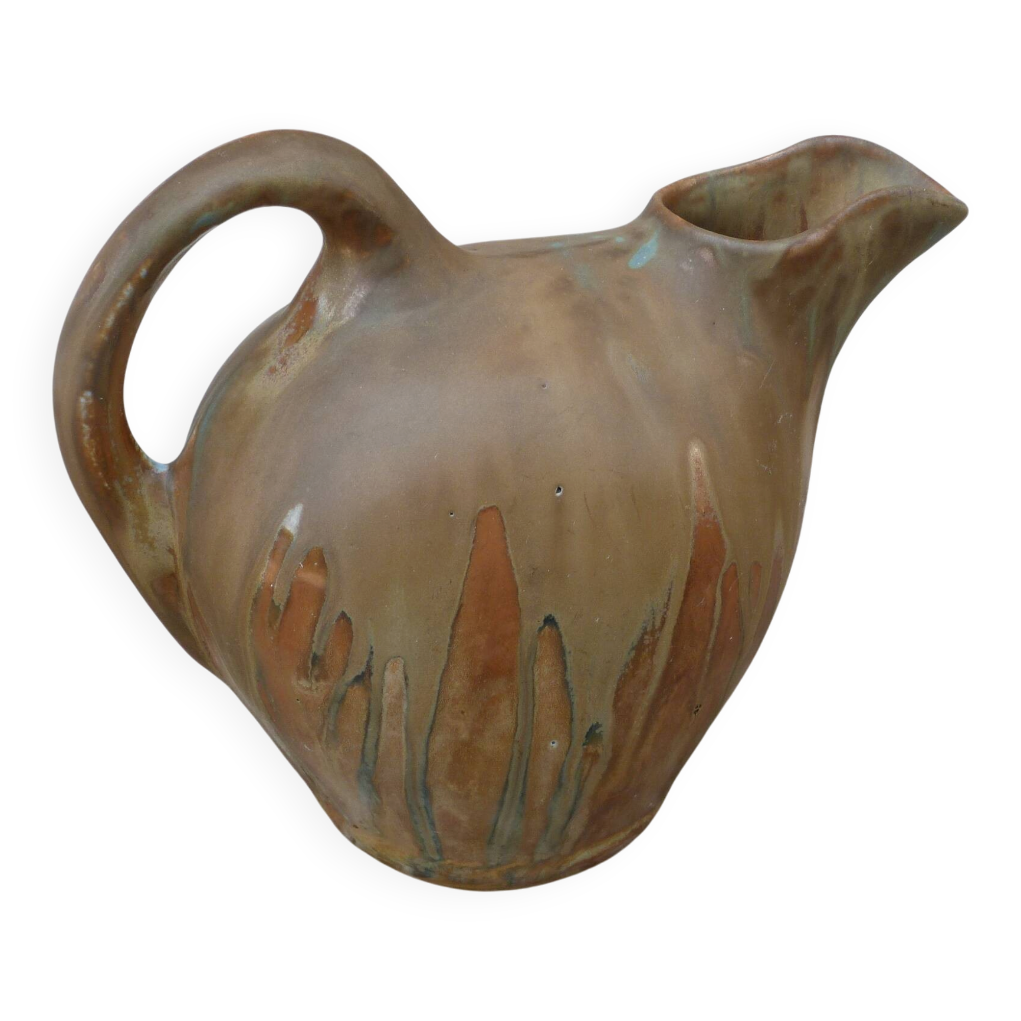 Small enamelled stoneware jug 1920 Art Deco signed Gilbert Métènier