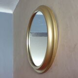 Vintage round mirror with gold metal frame 44 cm Ø