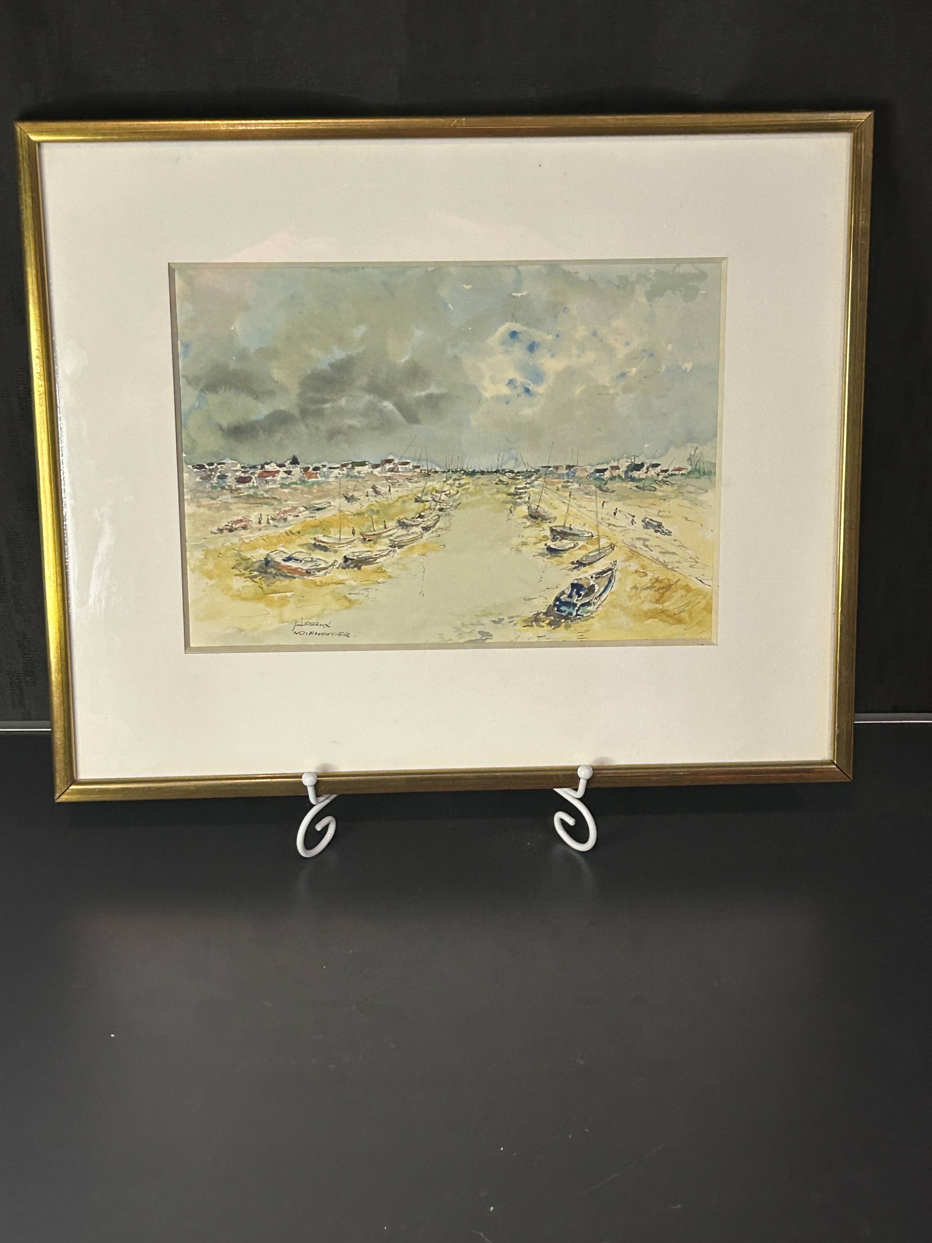 20th century Impressionist school - Vassaux - Marine watercolor - Noirmoutier