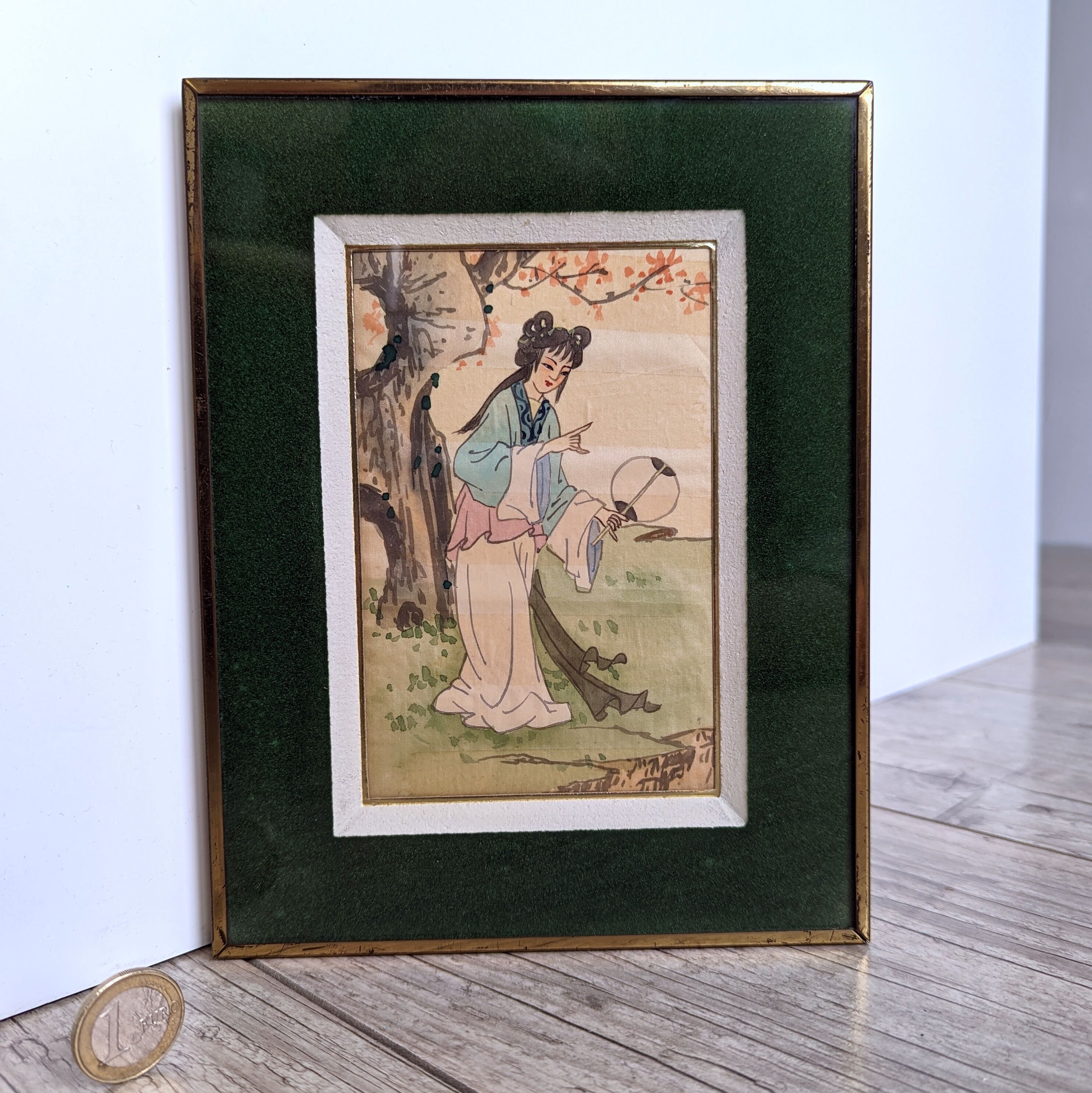 Chinese print "young beauties with a fan" twentieth century