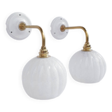 Brass and speckled glass wall lights from Clichy