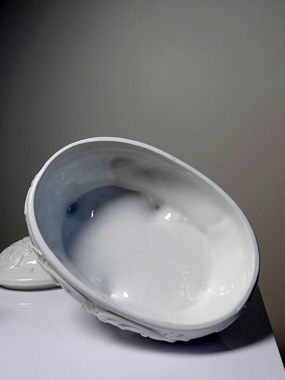 Vintage Baroque style white Italian earthenware candy dish