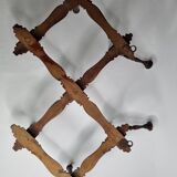 Old extendable wooden coat rack, Napoleon III, 9 hooks