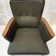 Pair of vintage wooden and fabric armchairs from the 1960s.