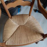 Armchair in wood and straw