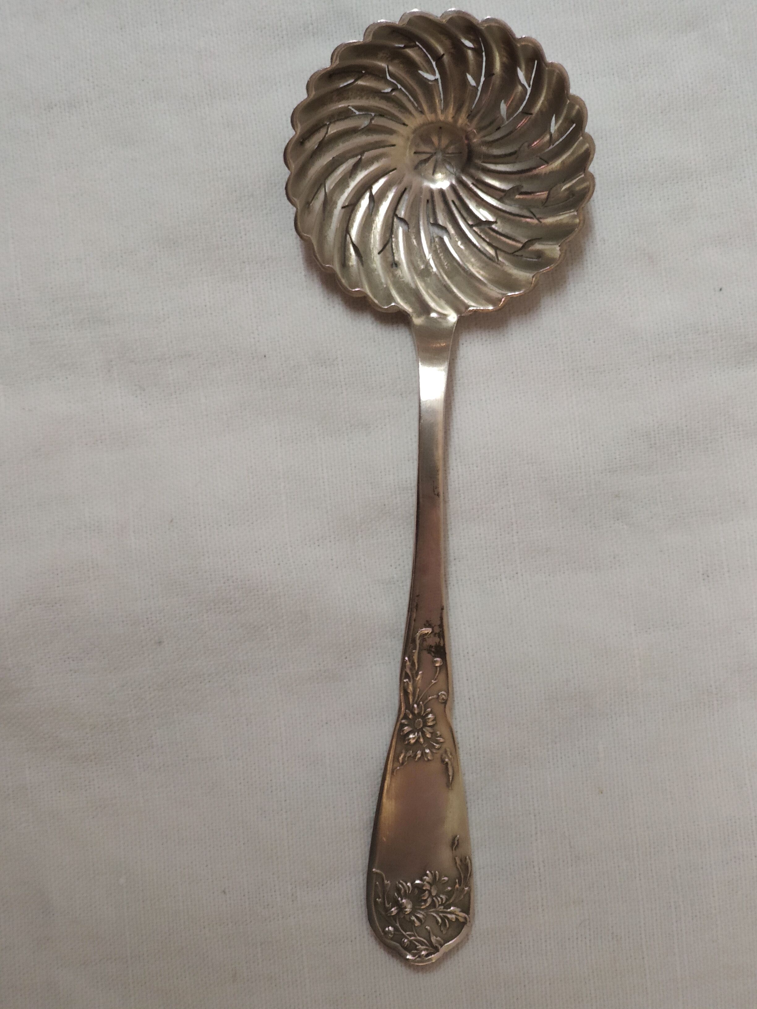 Sprinkled, silver metal.