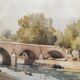 Tableau aquarelle Vue de Paris Pont Marie signée 1945