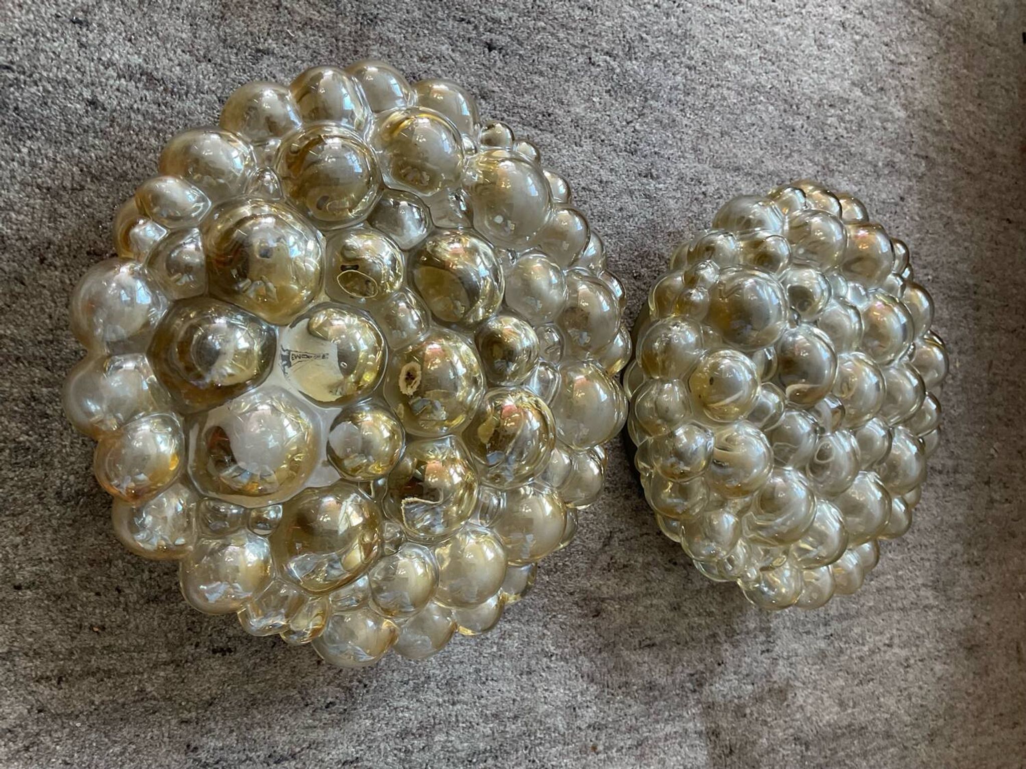 Pair of Bubble-Helana Tynell wall lights or ceiling lights from the 1970s.