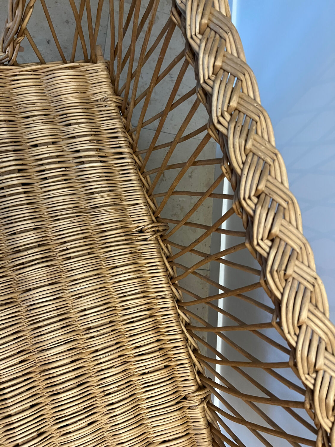 Vintage rattan wicker chest bench