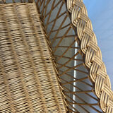 Vintage rattan wicker chest bench
