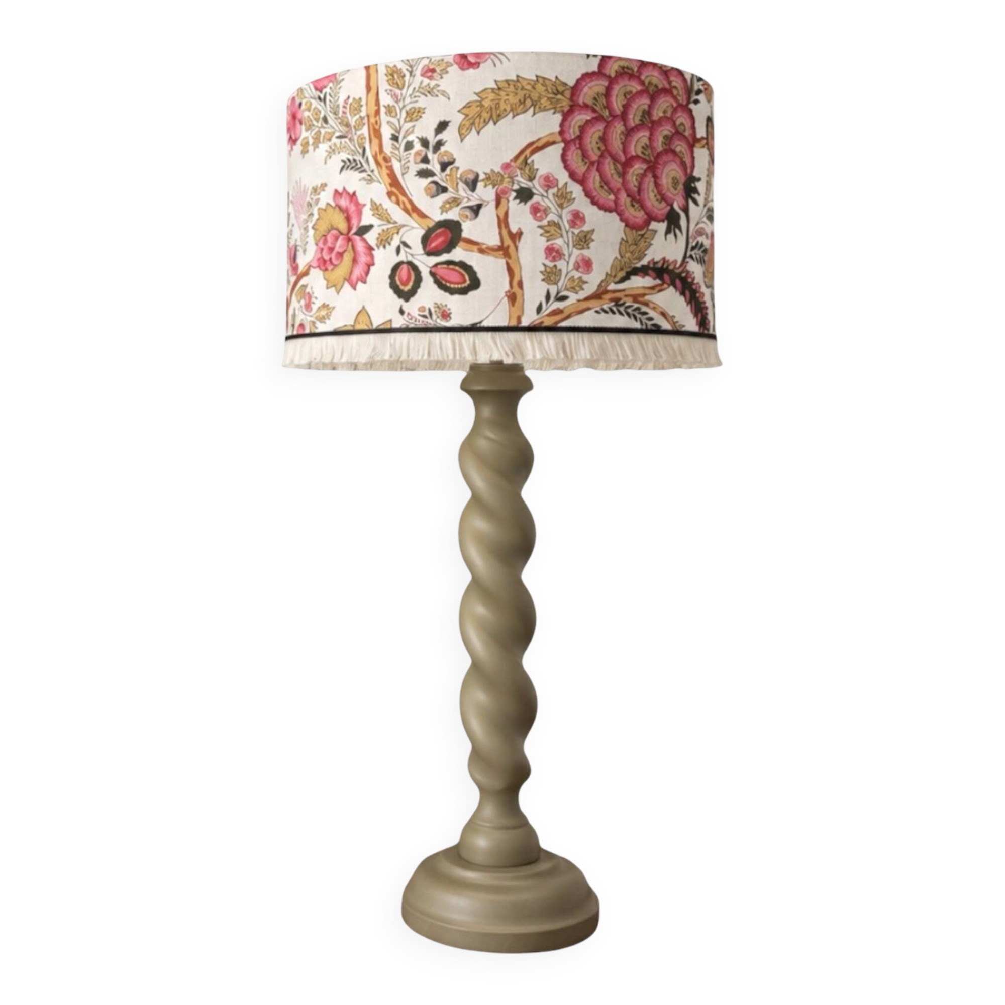 Lampe vintage torsadée – abat-jour indienne fait main