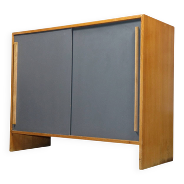 Vintage wooden sideboard with sliding doors – 1960s