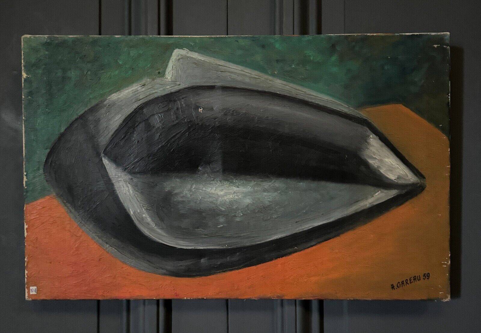 Oil on canvas by A. Gareau 1959 still life with ceramics