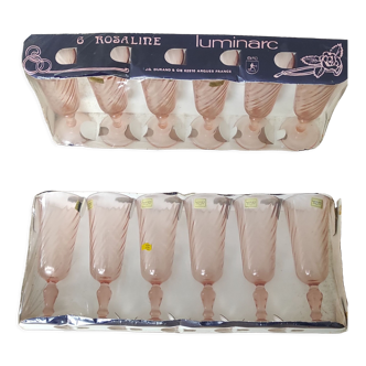 Set of 12 Arcoroc champagne flutes Rosaline model