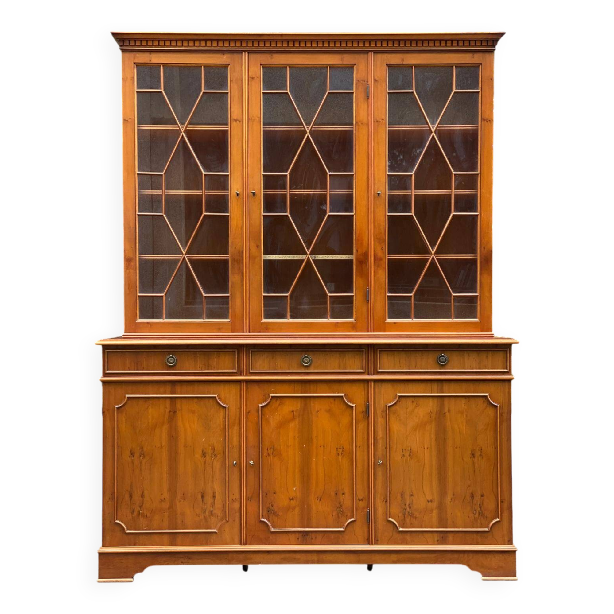 Large English solid wood library from the 19th century, 162cm.