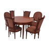 Ensemble table ronde deux fauteuils et quatre chaises