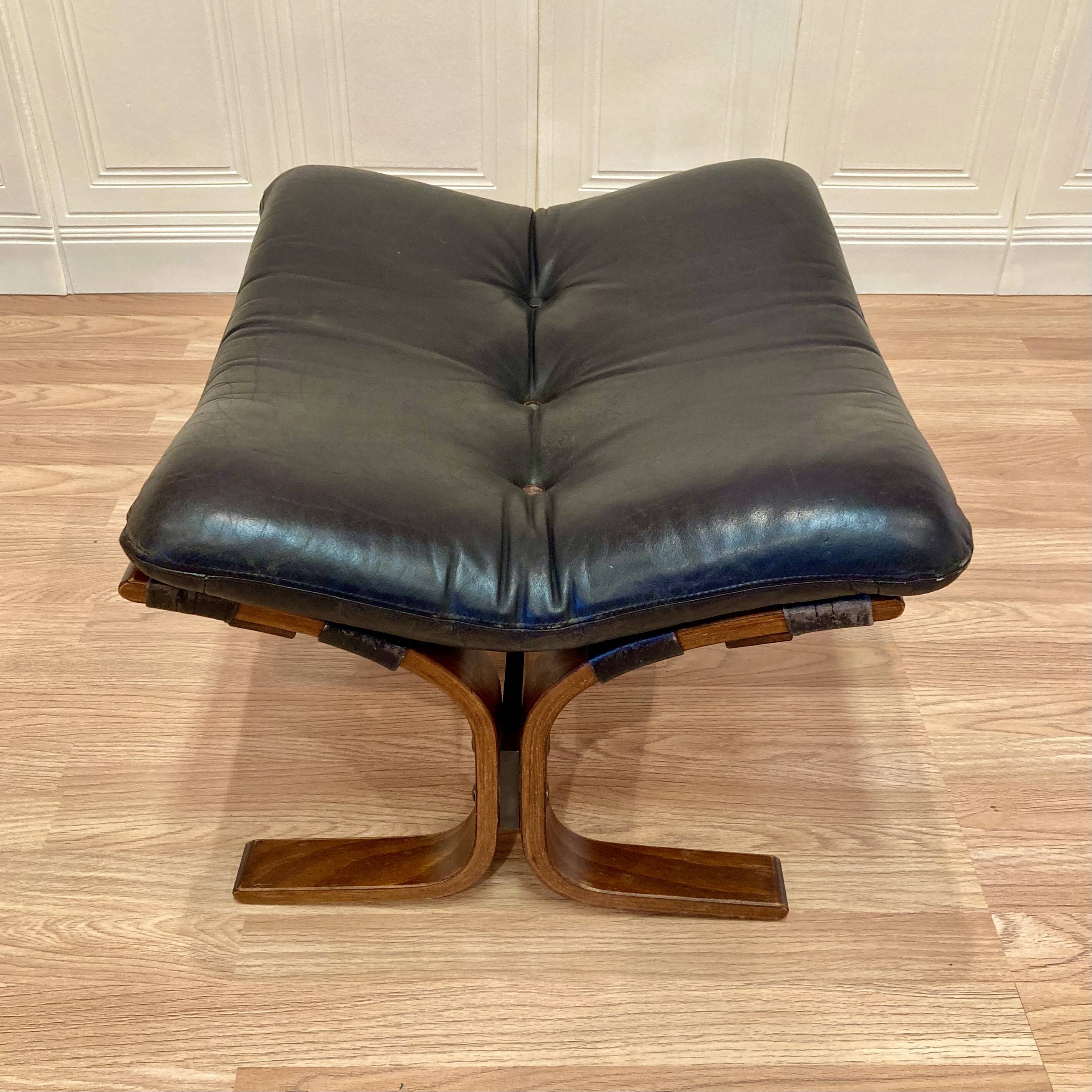 Leather ottoman "Scandinavian design" 1960.