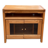 Glass-fronted Scandinavian oak sideboard from the 1980s.