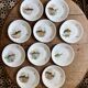 Set of 10 antique flat plates in porcelain, decorated with fish.