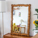 Very large vintage mirror in scrolled solid oak