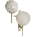 Mid-Century Modern double globe wall light in cracked opaline glass, Switzerland 1960s