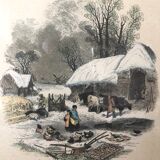 Set of 4 framed antique prints - 4 seasons