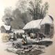 Set of 4 framed antique prints - 4 seasons