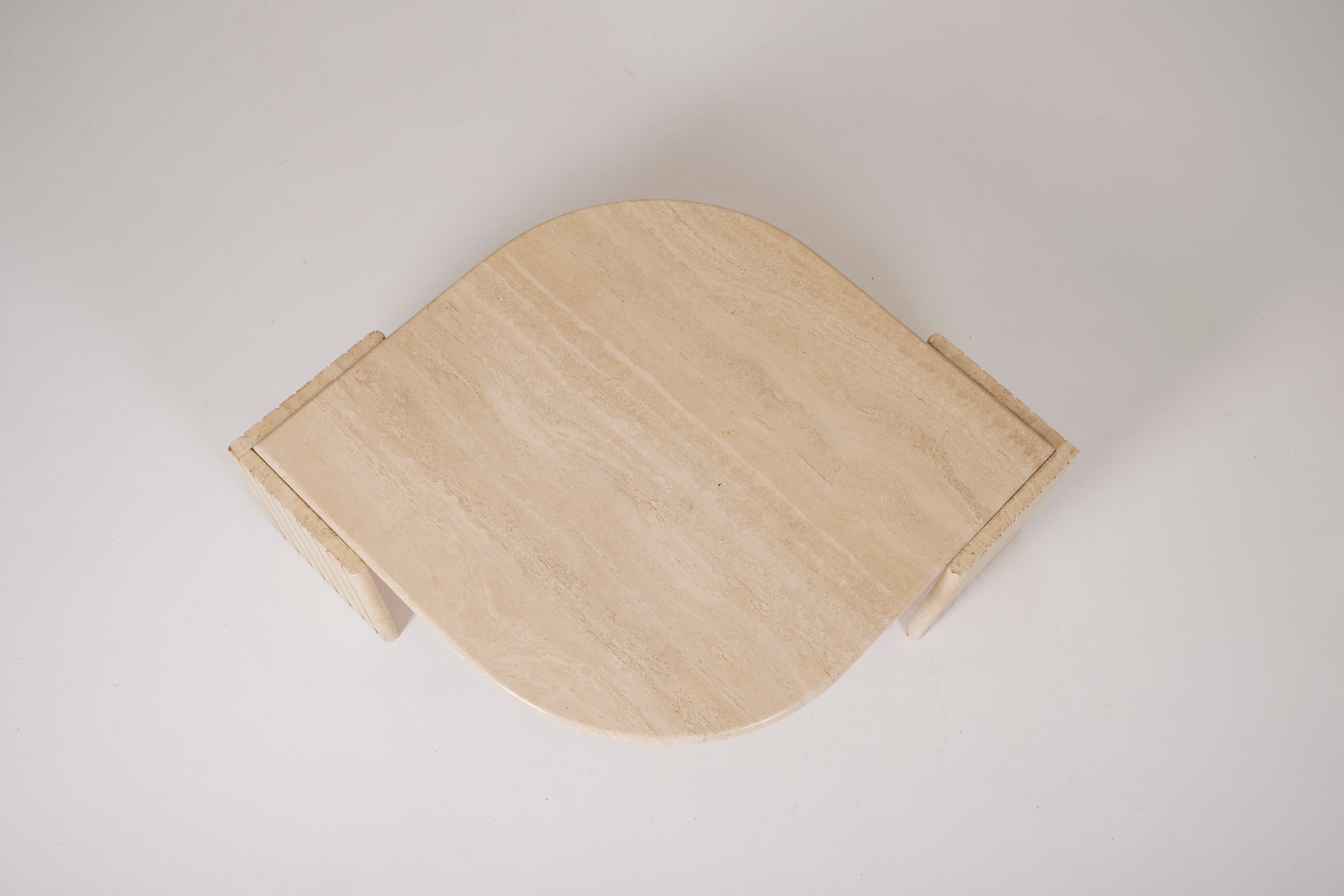 Travertine coffee table in eye shape, 1970s
