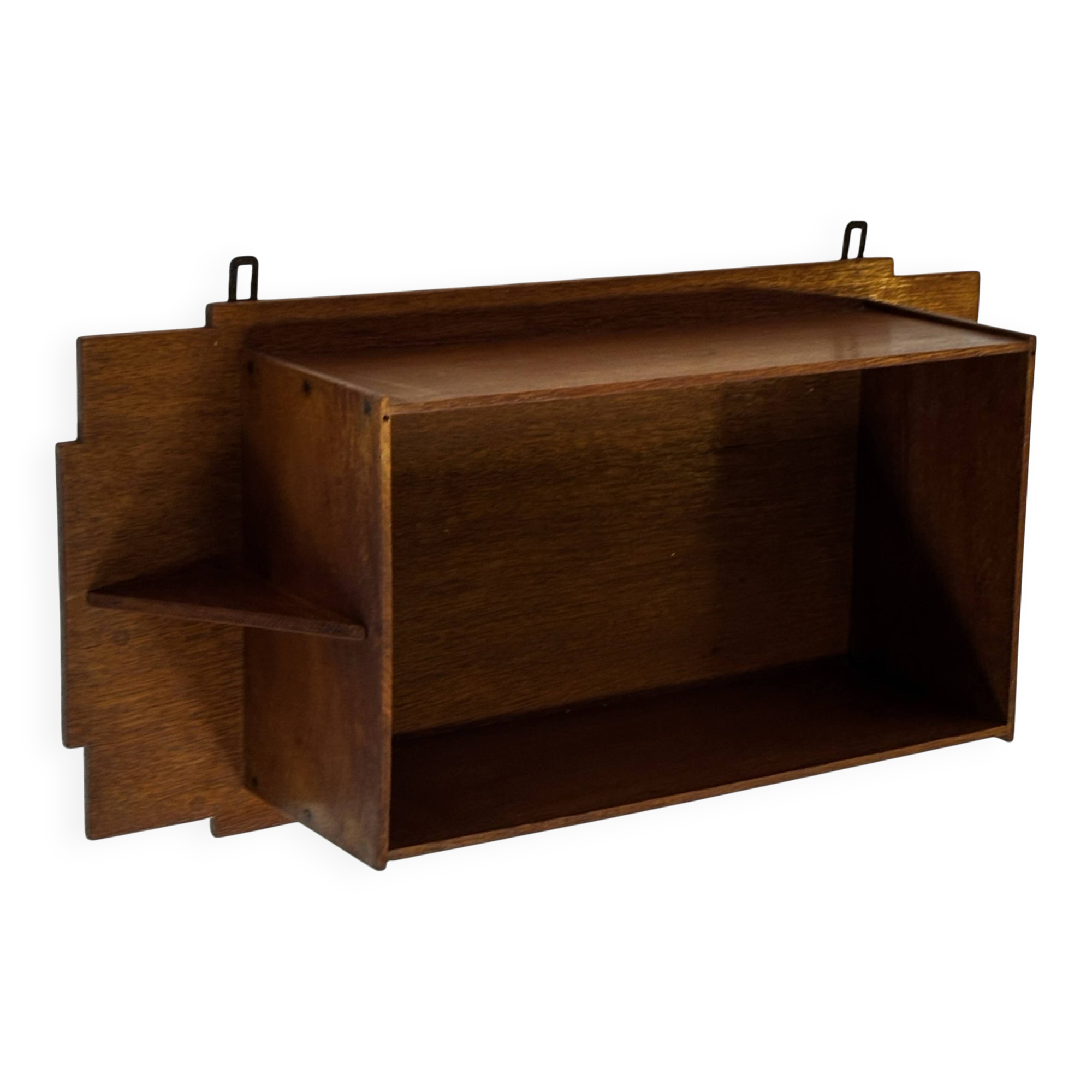 Art Deco wooden wall shelve rack in oak minimalist design